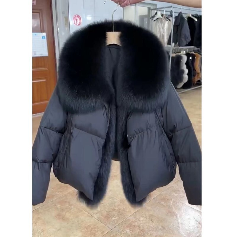 Casual Cotton-Padded Coat Spliced Big Fur Lapel Women Winter Flully Keep Warm Thick Parkas Outerwears New 16O3133