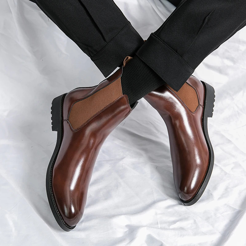 Genuine Leather er Dress 37~46 Couple Business Formal Chelsea Ankle Boots for Men Fashion Casual Man Shoes Footwear 241211