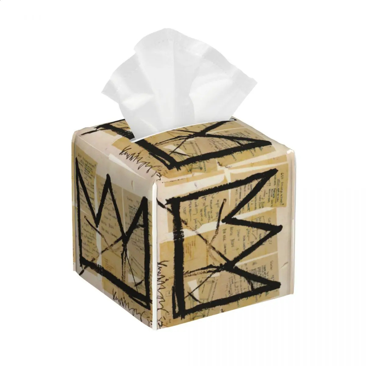 Jean Michel Basquiats custom crown tissue box cover used for bathroom car graffiti art square PU leather facial tissue box holder 241211
