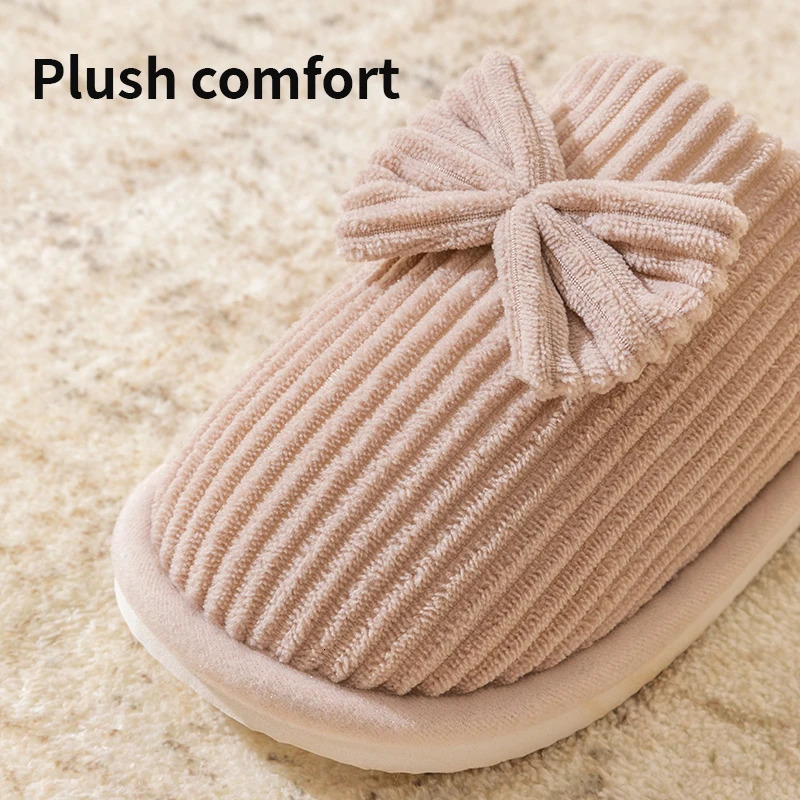 Fashion Womens Bow Slippers FallWinter Indoor Bedroom Floor Lightweight and Comfortable Soft Warm Slippers for Home 241220
