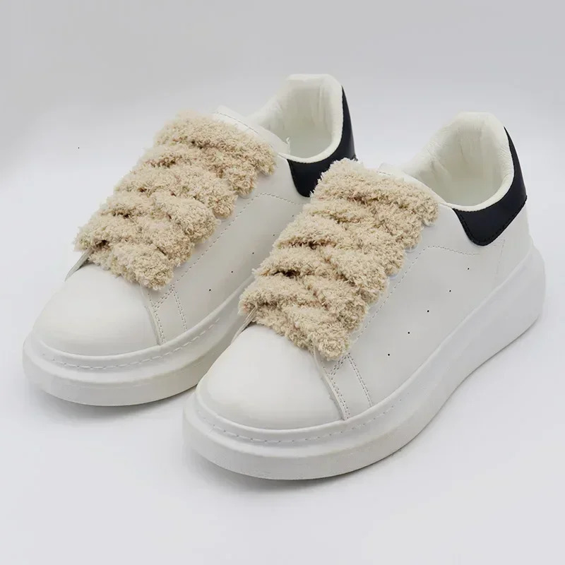 Premium Soft 15mm Big Fat Fluffy Fuzzy Laces Wide Flat Plush Towel Shoelaces n Perfect for Women Casual Sneakers Match 241211