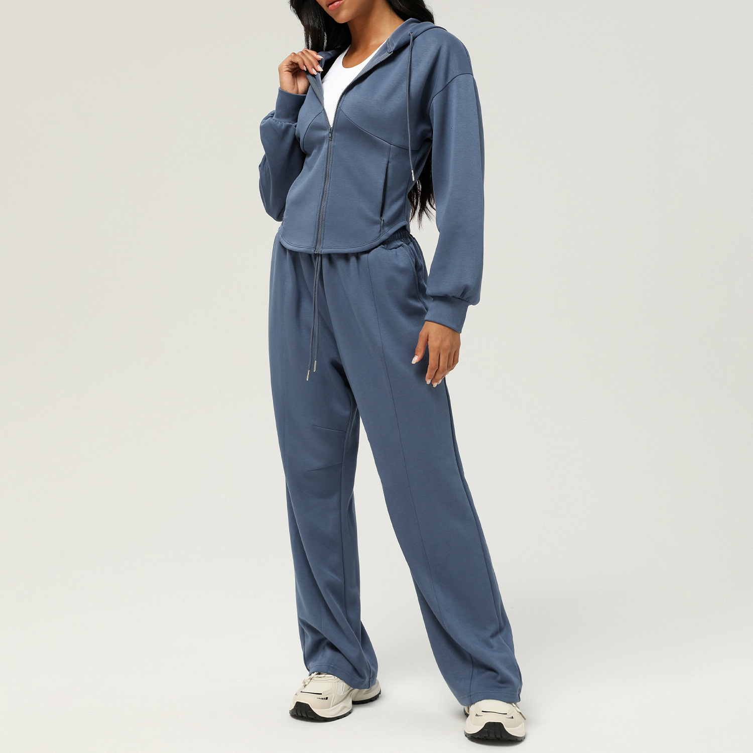 New Sportswear Autumn And Winter Two-Piece Casual Sweatpants Loose Hooded Jacket Outdoor Running Fitness Set