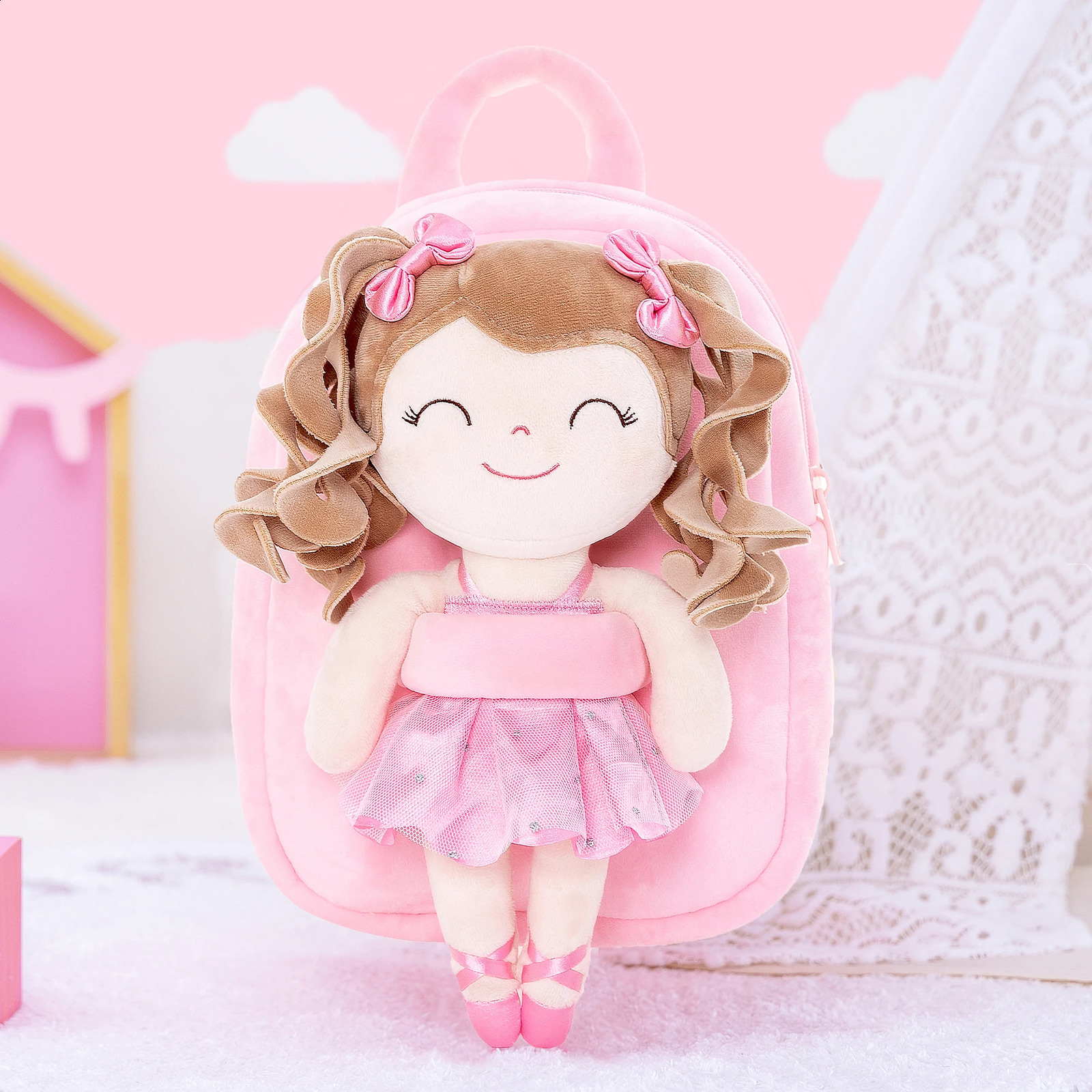 9-inch plush childrens backpack plush doll with light colored hair used for showering graduating babies 241210bj