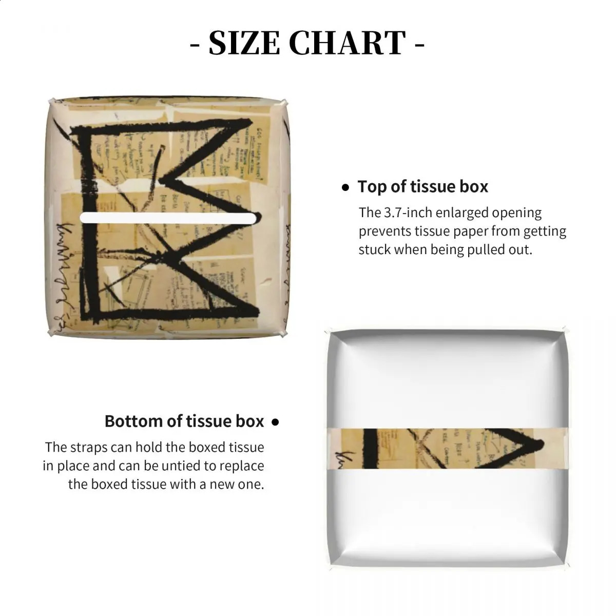 Jean Michel Basquiats custom crown tissue box cover used for bathroom car graffiti art square PU leather facial tissue box holder 241211