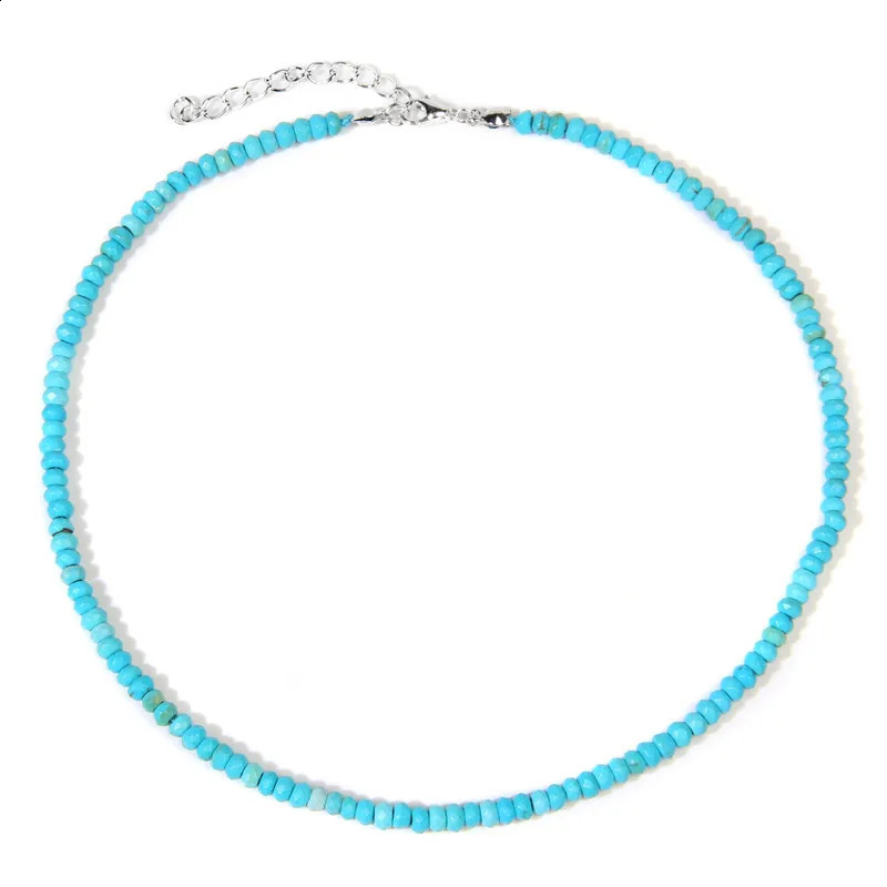 Natural stone bead necklace 3 * 4mm face wheel shaped chalk crystal necklace for womens Kravik chain necklace jewelry 241210