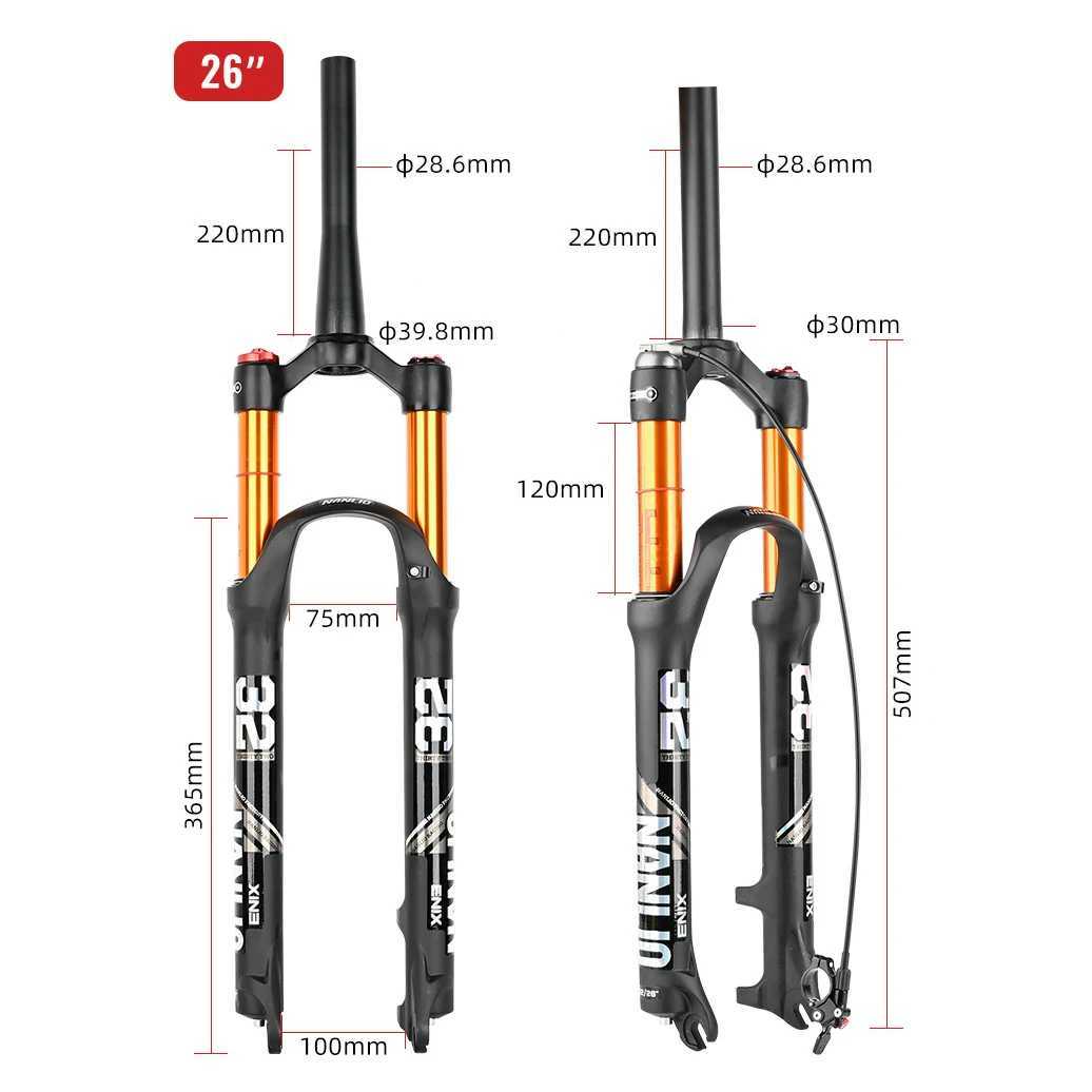 Bike Forks Bicycle front fork 26 27.5 29 inch Magnesium alloy Air pressure Shock absorption Suspension Disc Brake Manual Remote MTB Fork S2412114