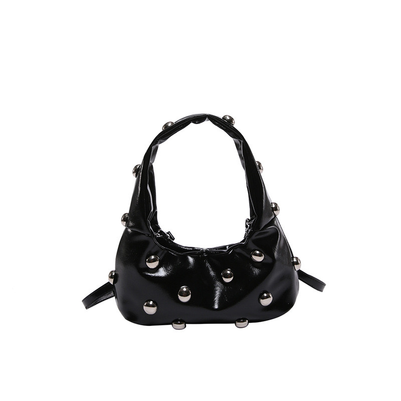 2025 new Fashionable and versatile rivet handbag for women new simple underarm bag, popular single shoulder commuting bag
