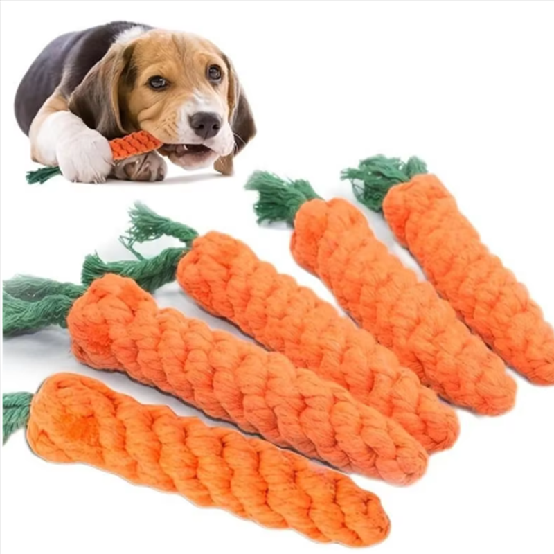 Long Lasting Natural Fiber Bite Ropes for Dogs Featuring a Cozy Carrot Shape