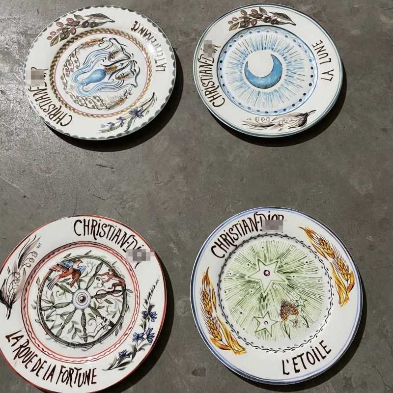 Creative Ceramic Steak Plate 4pcs Set Combination Household Hand-painted Western Food Plate Salad Plate Ceramic TablewareXJ241209