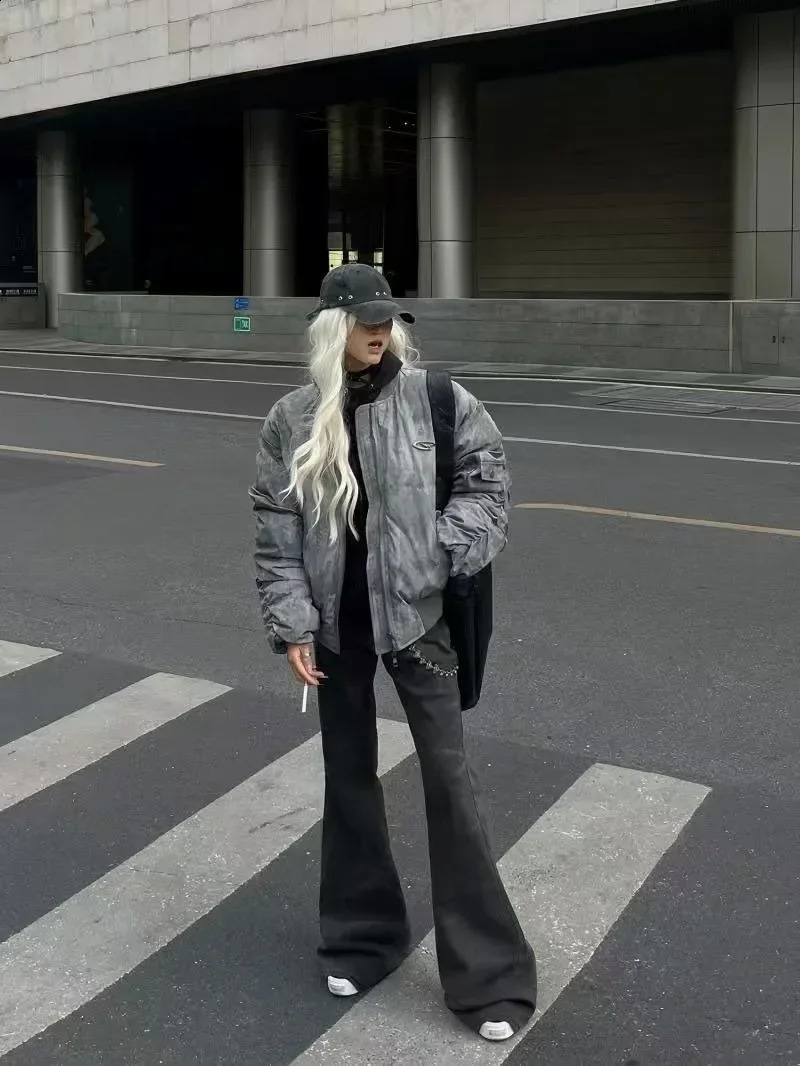 Retro Gothic hiphop waste wind folding n flight suit cottonpadded jacket Harajuku Joker coat for men and women 241209