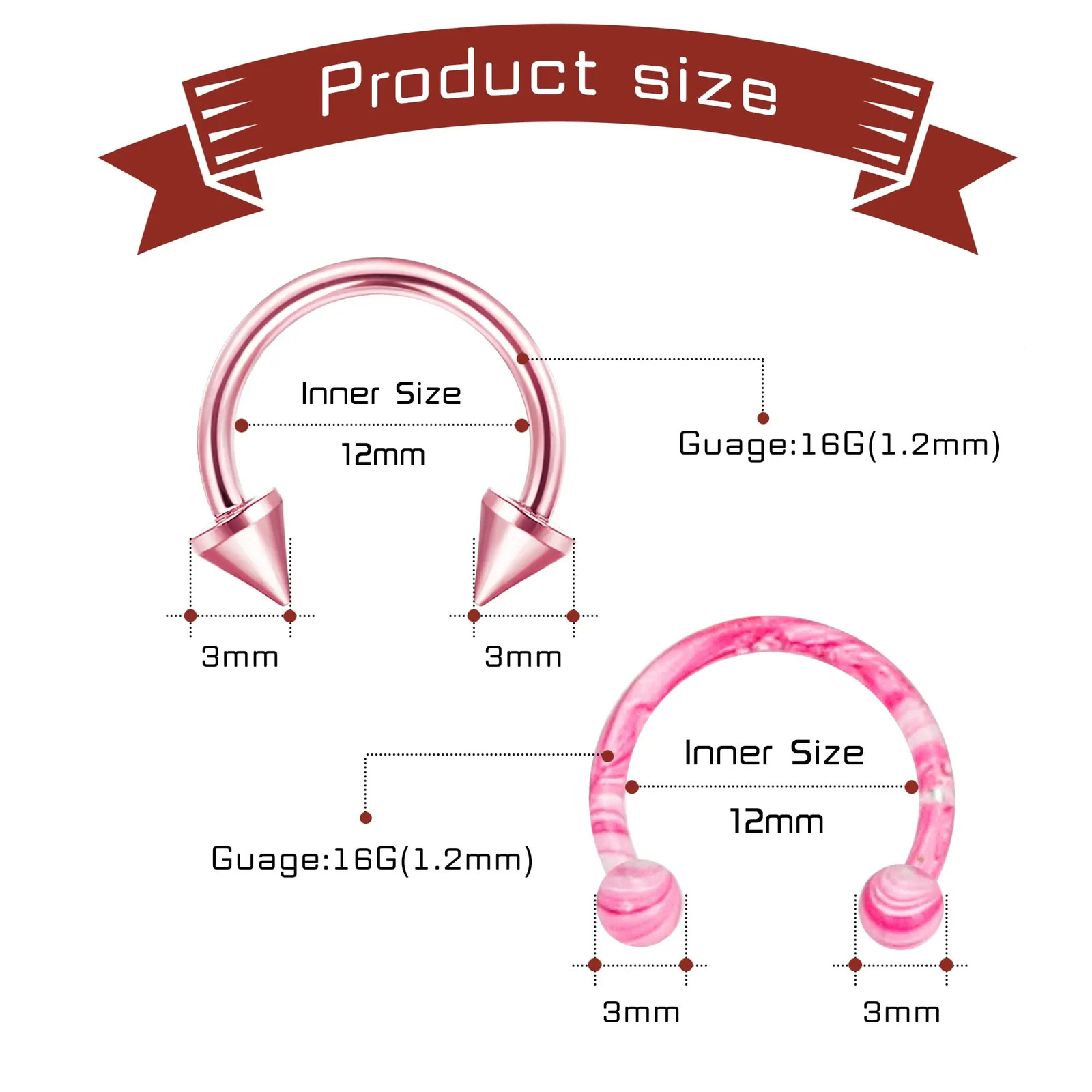 Drperfect 48Pcs 16G Stainless Steel Horseshoe Nose Septum Rings Piercing Jewelry Cartilage Helix Earring Lip Hoop for Women Men 241211