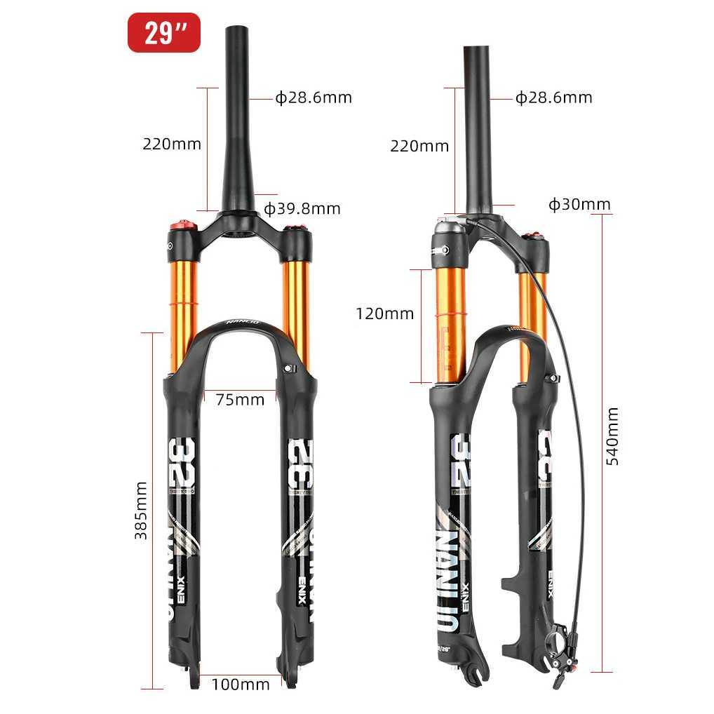 Bike Forks Bicycle front fork 26 27.5 29 inch Magnesium alloy Air pressure Shock absorption Suspension Disc Brake Manual Remote MTB Fork S2412114