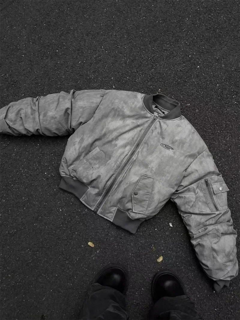 Retro Gothic hiphop waste wind folding n flight suit cottonpadded jacket Harajuku Joker coat for men and women 241209