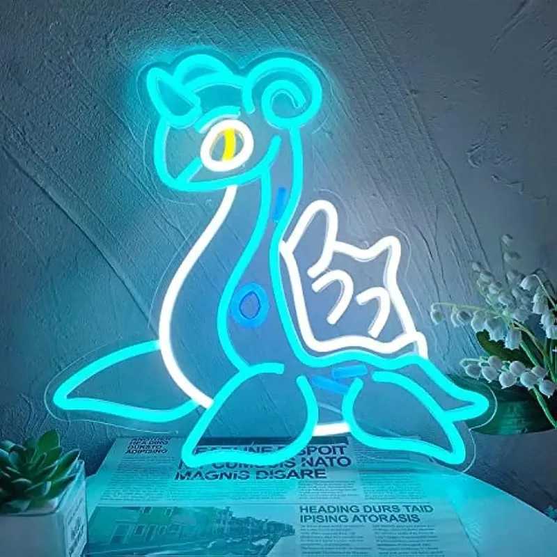 Interesting Anime LED Neon Sign Cartoon Game Neon Light Bedroom Dimmable Neon Wall Light Game Room Halloween Birthday Party Decoration X241210