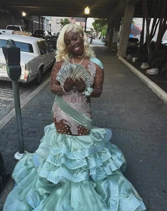 Mint Green Sparkly Long Mermaid Evening Dresses for Black Girl Aso Ebi Dia Crystal Prom Gown Customsized