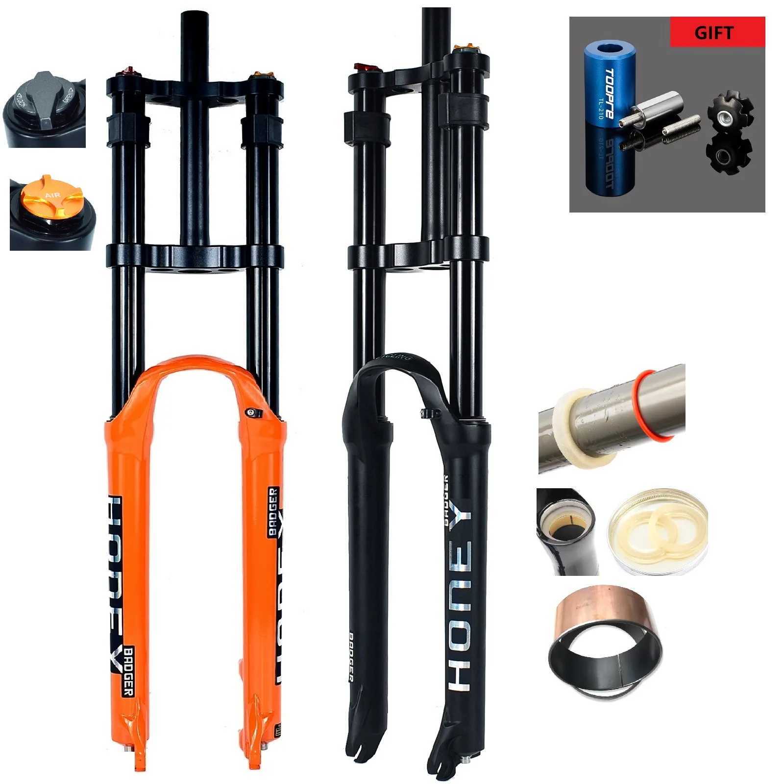 Bike Forks Mountain Bike DH Shoulder Fork 26 27.5 29 Inch Magnesium Alloy Air Fork 9X100MM Durable Straight Tube Hand Lock Fork S2412114