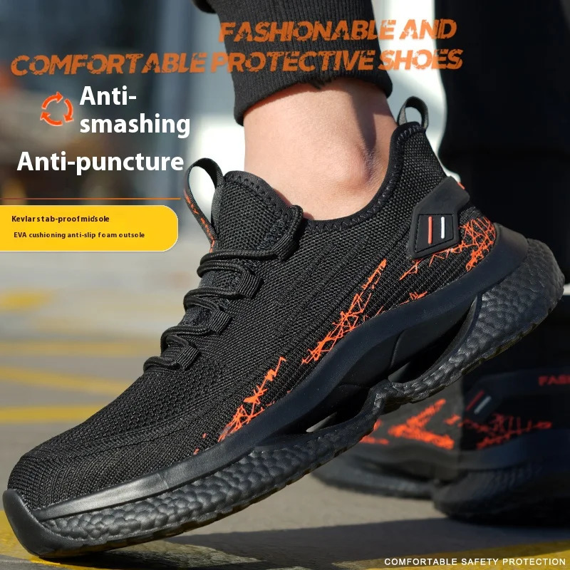 comfortable mens safety shoes anti slip lightweight steel toe caps composite work boots sports shoes wearable shoes 241211