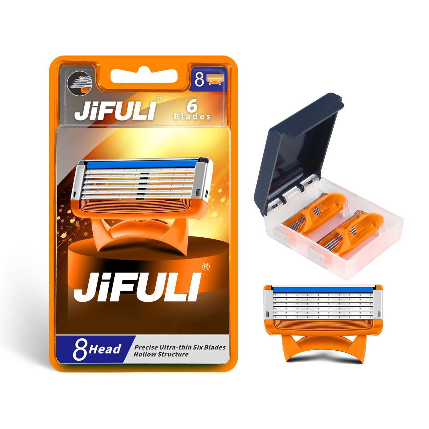 JiFULI (8-blade) high-quality mens safety shaver blade 6-layer shaver blade German stainless steel replacement shaver headW241211