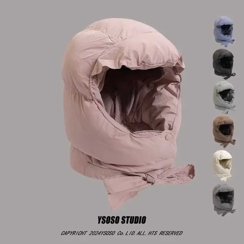 Autumn Winter Down Cotton Warm Lei Feng Hat Ear Protector Riding Electric Vehicle Cold Proof Velvet Thickened Ski Bomber CX241210