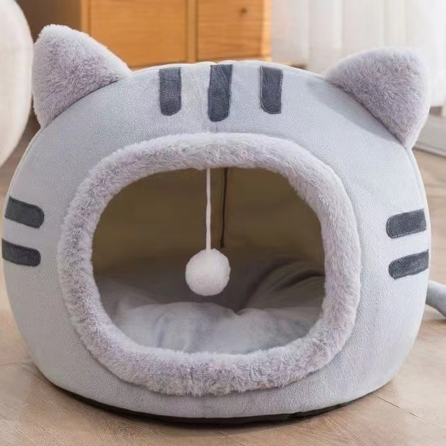 Pet Cave Donut Bed for Cats & Small Dogs - Soft Wool Nest sense of security washed dog house disassembled general winter warm