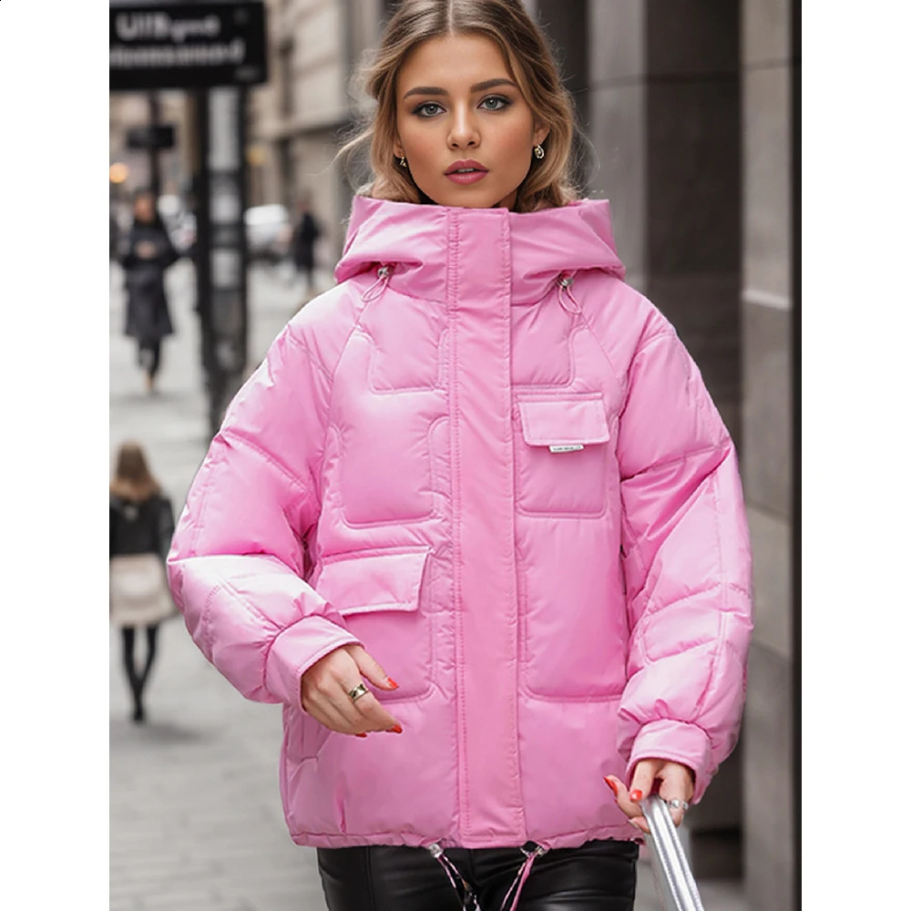 Mia Muse WomenS Down Jacket Winter Simple Long Sleeve Round-Neck Casual Warm Thick Down Jacket 241210