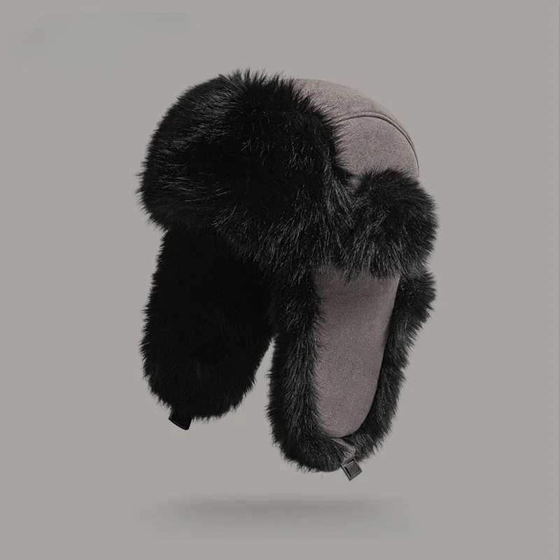 High Quality Winter Velvet Suede Lei Feng Hat Men and Women Outdoor Riding Warm Ear Protection Skiing Ushanka Russia C GorrasX241210