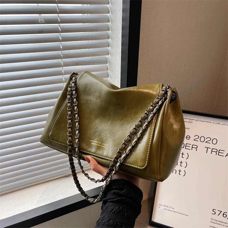 MOODS Retro Shoulder Bags For Women 2023 Designer Luxury Handbag Chic Chain Soft PU Leather Big Capacity Crossbody Messenger BagC241211