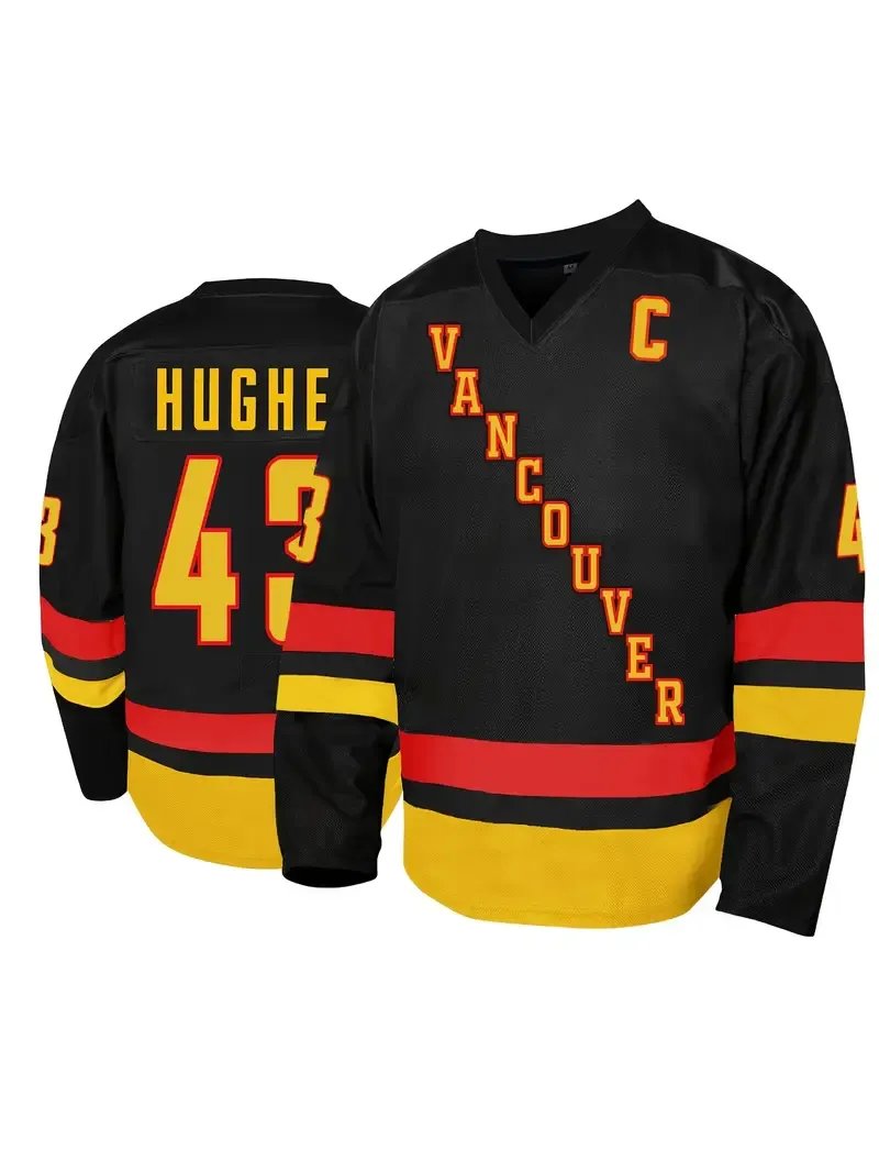 Hughes Custom Hockey Jersey Pettersson Suter DeBrusk Hoglander Boeser Myers Demko Soucy Hronek Ice Hockey Jerseys Any Name Number Mens Womens Youth
