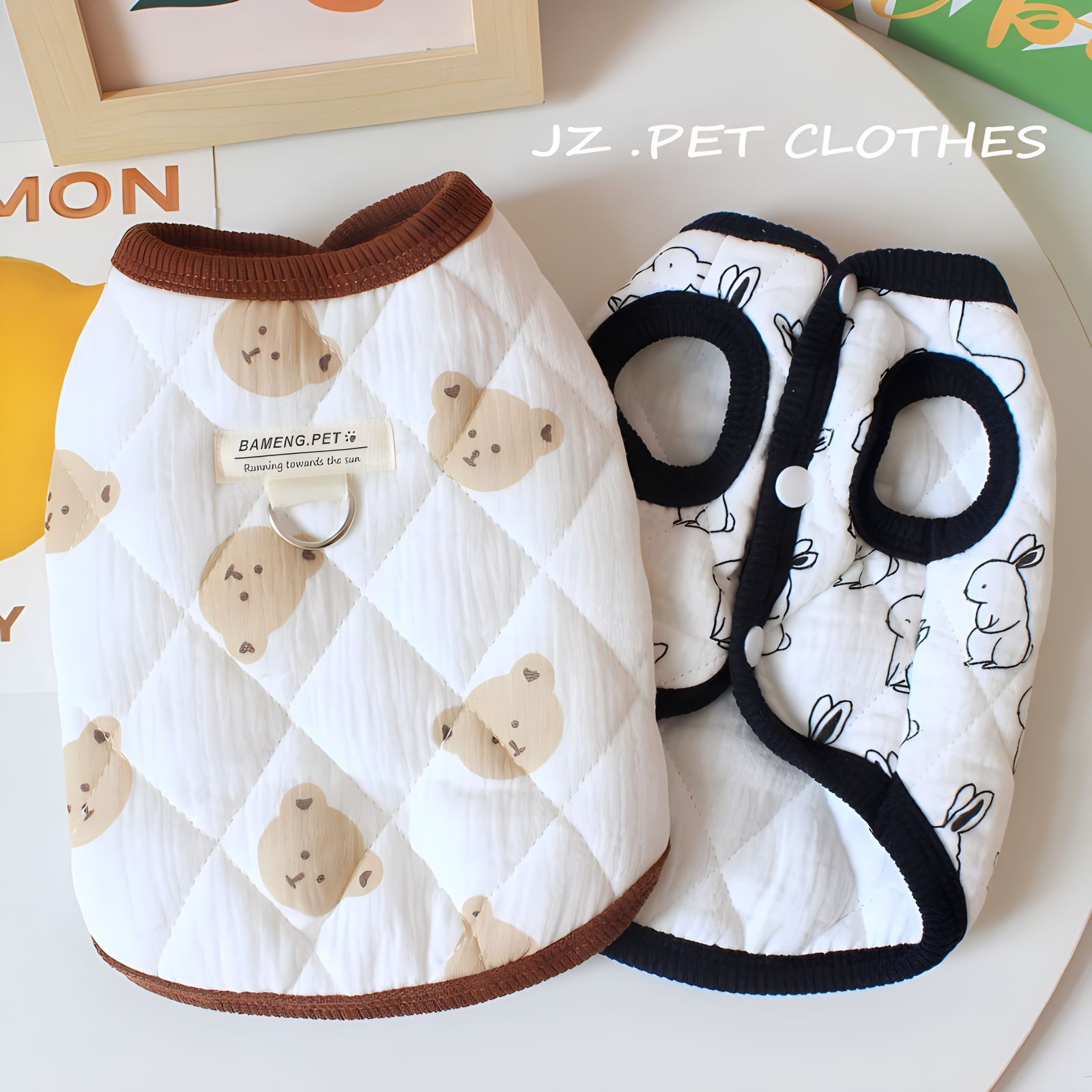 Plush Cotton Yarn Pet Vest - Cute Teddy Bear Dog Clothes for Autumn & Winter HF33