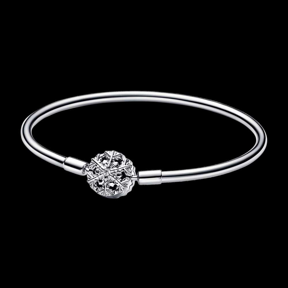 Authentic Sier Snake Chain Clasp Charm Bracelet Fit Original European Bead Pendant Bangle Jewelry Making Accessories Gift