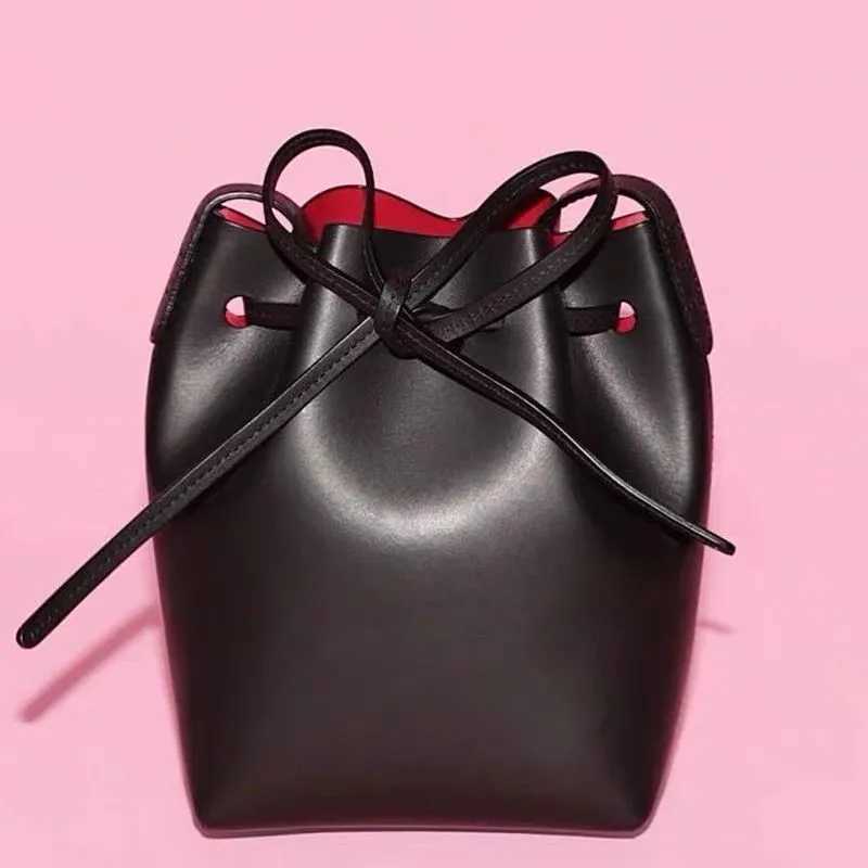 2023 Spring Autumn Classic Bucket Bag Women PU Leather One Shoulder Bag Lady Real Leather Cross Bag with String Bucket BagC241211