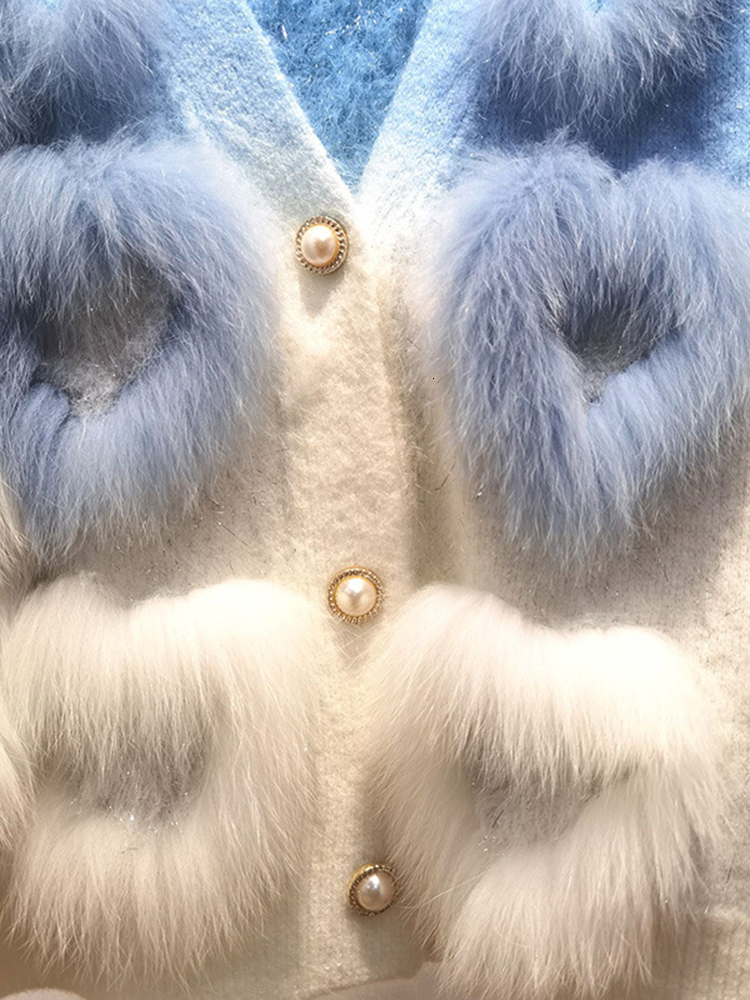 Jacket women sweater jackets Fox Fur Knitted Cardigan Women sweater V-Neck Loose cardigan Color Sweater Coat Autumn Spring coat