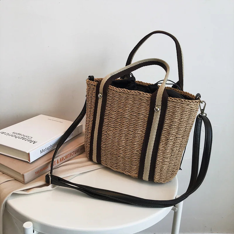 Summer Handmade Womens Bag Grass Beach Bag Rattan Twisted Handbag Bohemian Womens Basket Cross Shoulder Bag 241205