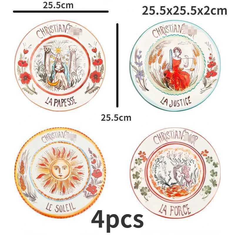 Creative Ceramic Steak Plate 4pcs Set Combination Household Hand-painted Western Food Plate Salad Plate Ceramic TablewareXJ241209