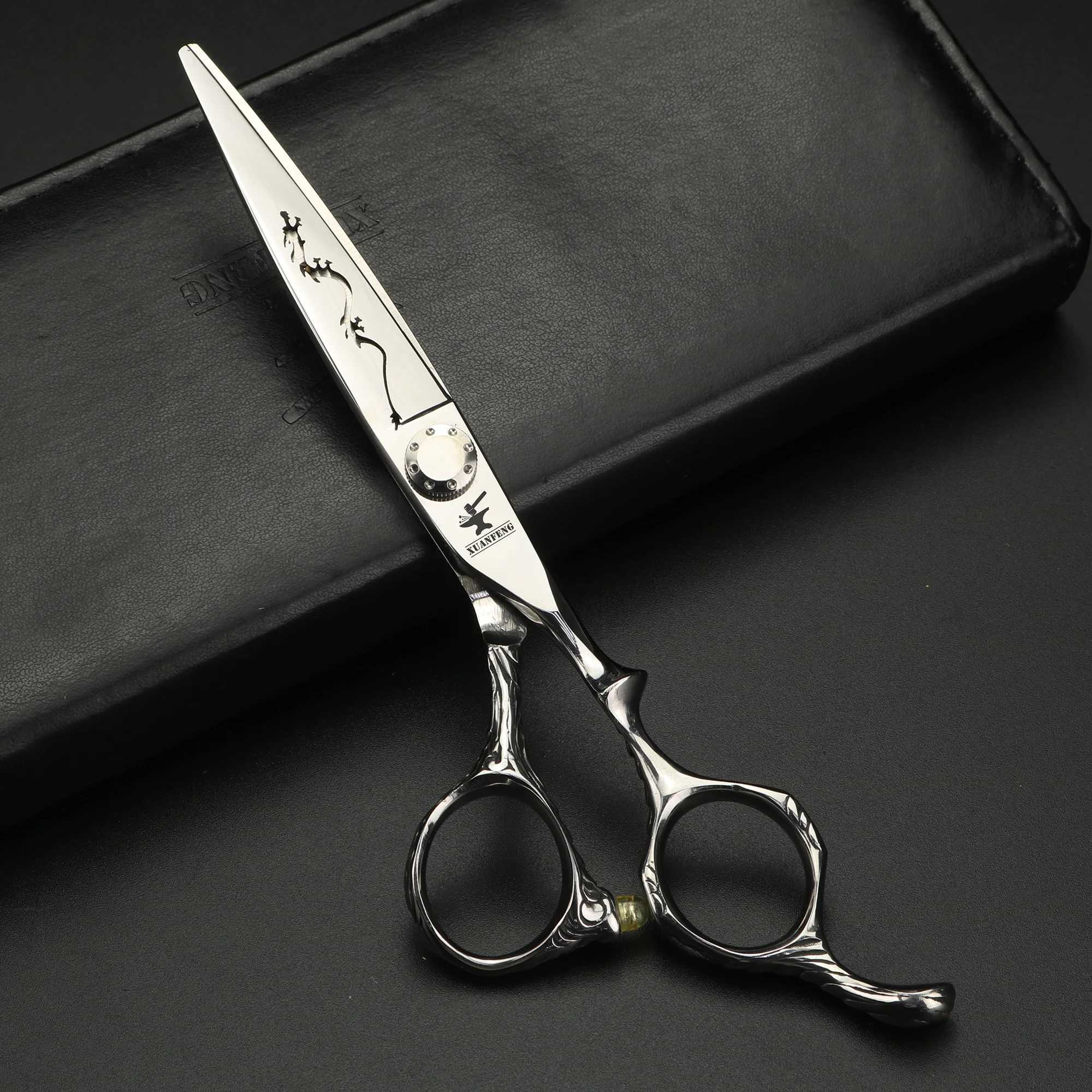 Hollow Dragon Barber Scissors Thin Scissors 6-inch Japanese 440C Steel Scissors W241211