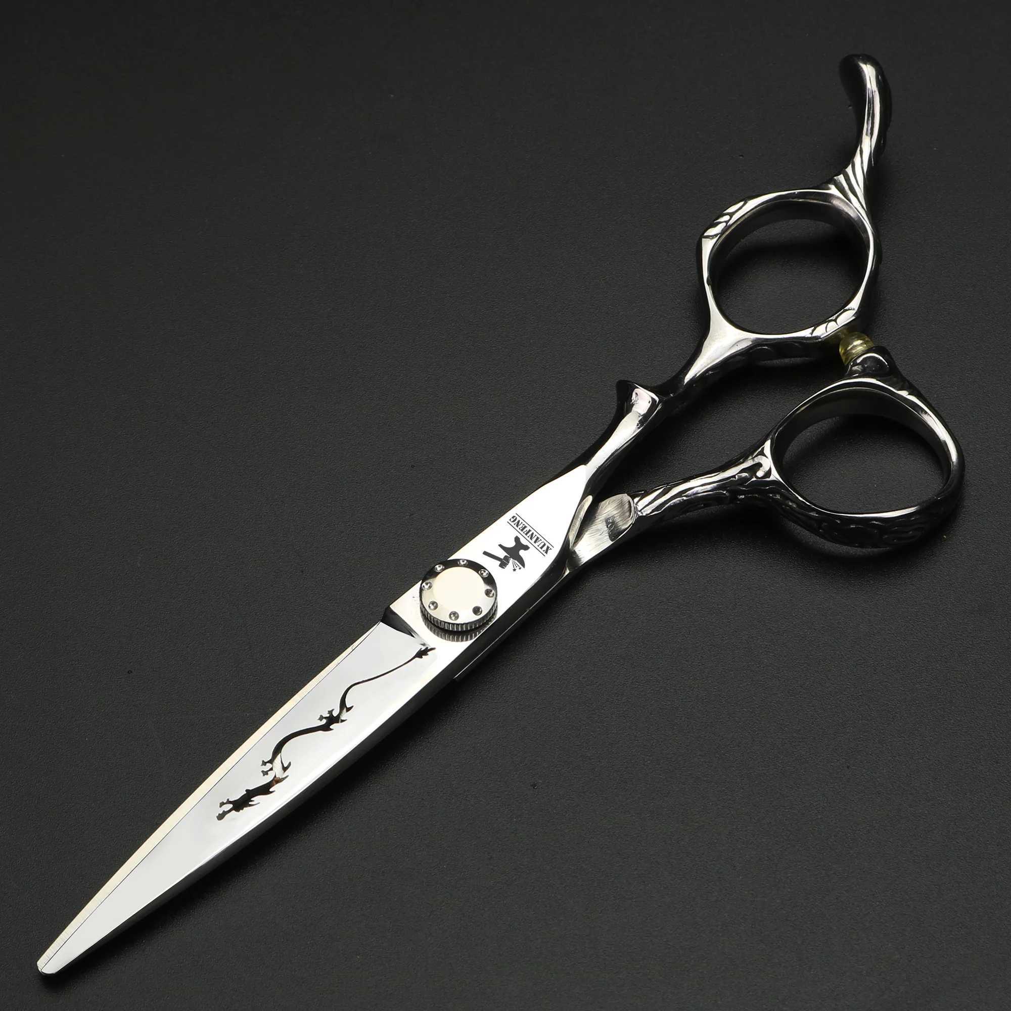 Hollow Dragon Barber Scissors Thin Scissors 6-inch Japanese 440C Steel Scissors W241211
