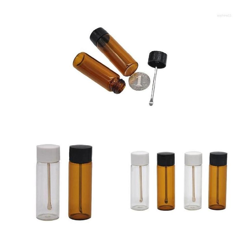 & Jars Portable Small Glass Bottle Snuff Snorter With Metal Spoon Sniffer Container Drop Delivery Garden Housekeeping Otp4Z