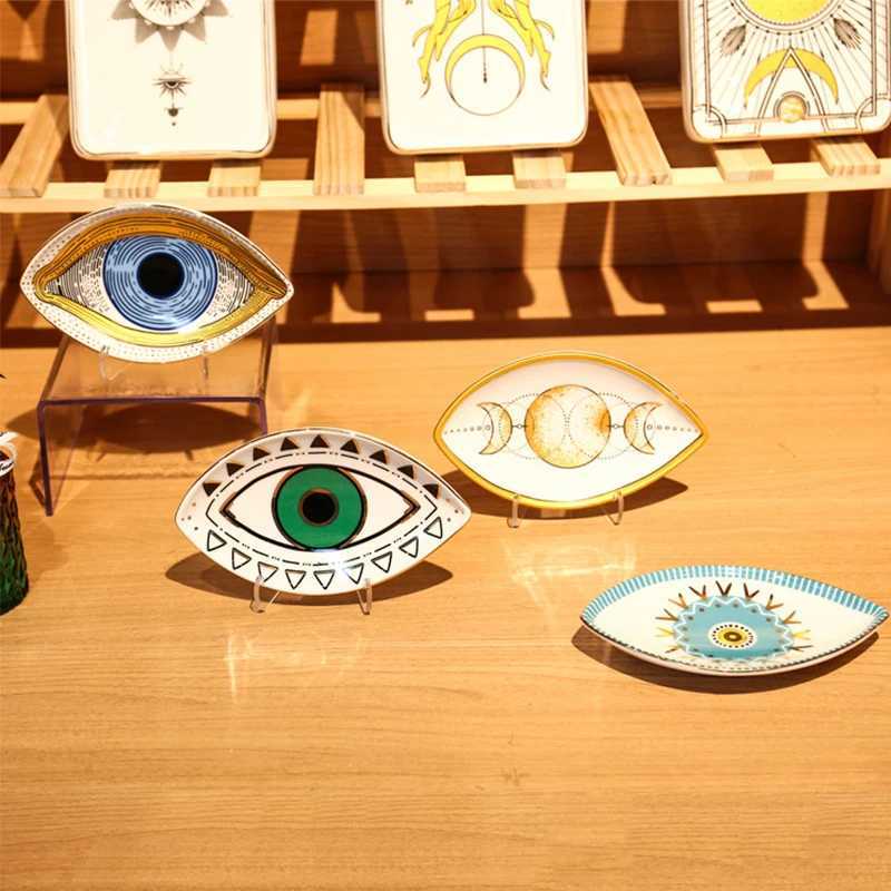 Ceramic Jewelry Tray Trinket Dish Rings Earrings Necklaces Dish Evil Eye Decorative Plate Bowl Home DecorXJ241209