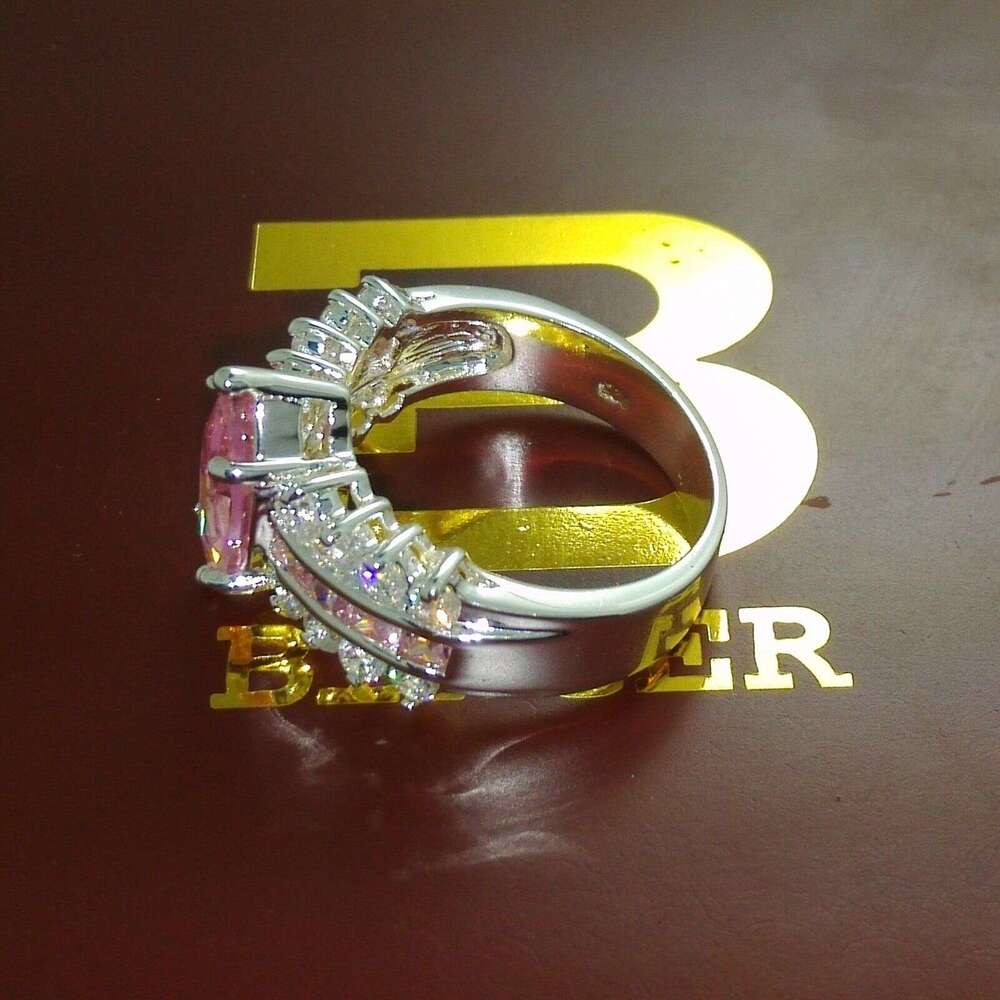 Size 6/7/8/9 Fashion jewelry High quality sterg sier PINK sapphire Gem Women Wedding Ring gift