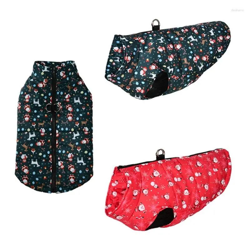 Dog Apparel Christmas Pet Vest Warm Elk Santa Claus Jackets Xmas Waterproof Printed Jacket Coat Winter Puppy Medium Clothes HF40