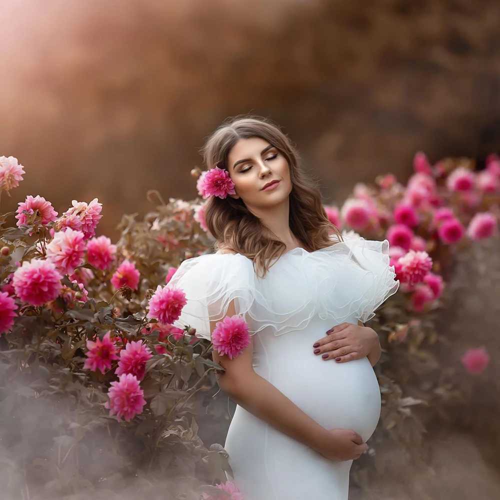 Pregnant womens photography props baby showers long dresses pregnant womens photos comfortable and elastic fabrics pregnant womens dresses W241211