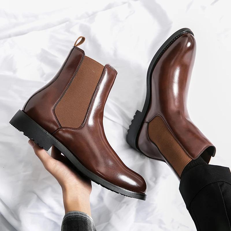 Genuine Leather er Dress 37~46 Couple Business Formal Chelsea Ankle Boots for Men Fashion Casual Man Shoes Footwear 241211