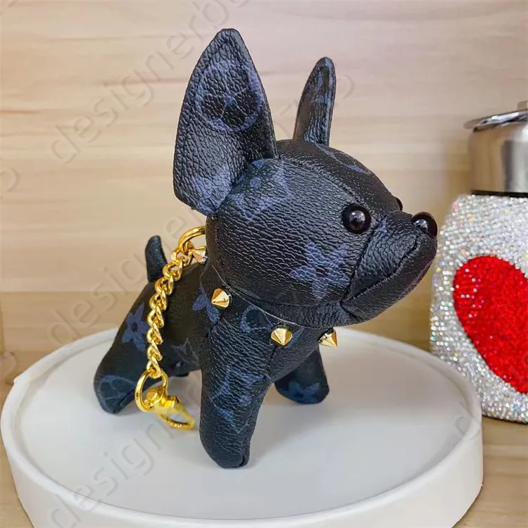 Designer Keychain High quality handmade leather keychain French Bulldog keychain Men's and women's bag pendant Car pendant Cartoon animal puppy Creative keychain AA