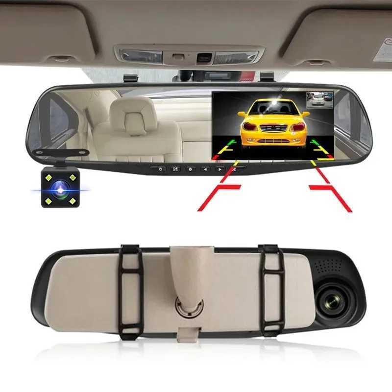 Car DVRs 4.3 Inch Driving Recorder Car DVR Rearview Mirror Dual Lens Car Recorder 1080P IPS Front and Rear Camera Registrar Black Box New H250206