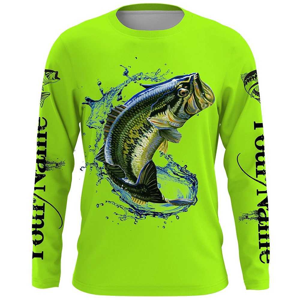 Mens outdoor fishing T-shirt long sleeved shirt 3D underwater fish pattern casual and fashionable round neckXJ241210