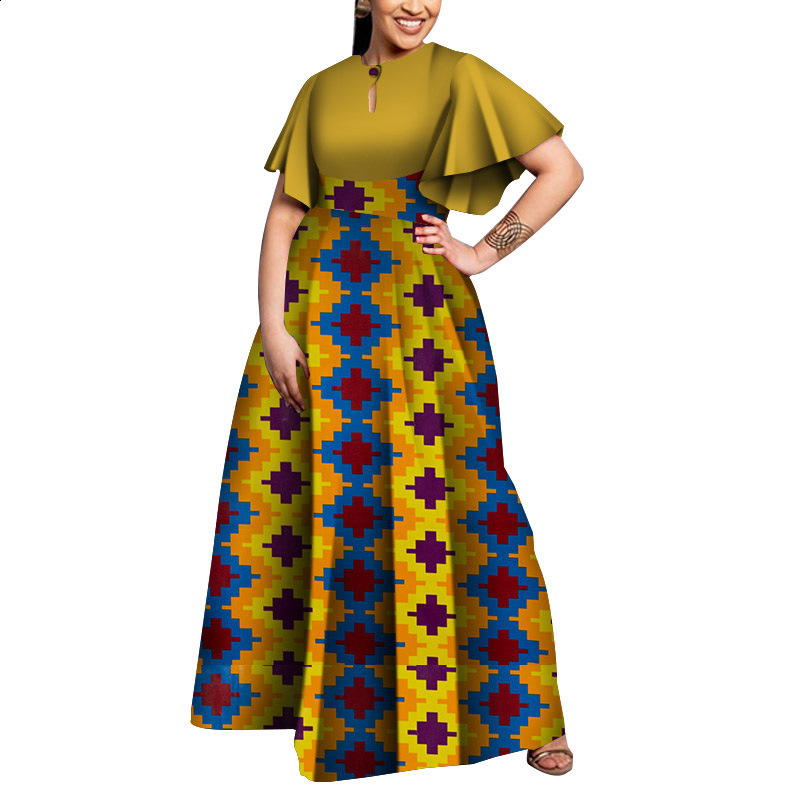 Large size party dress womens dress style elegant womens printed wax clothing 210408