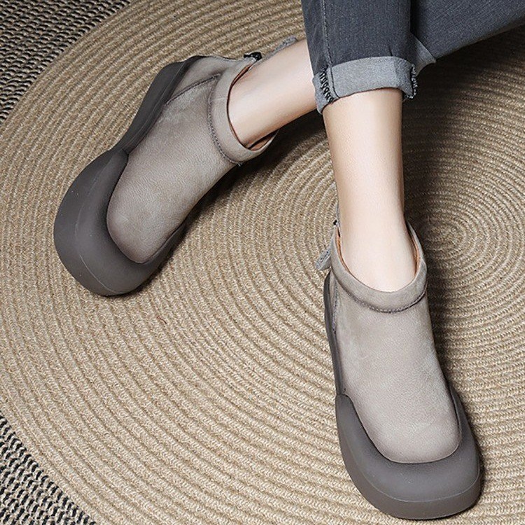 Women Casual Shoes:Thick Sole High-top Early Spring New Product Soft Retro Style Versatile,Khaki/Grey/Yellow,Free shipping