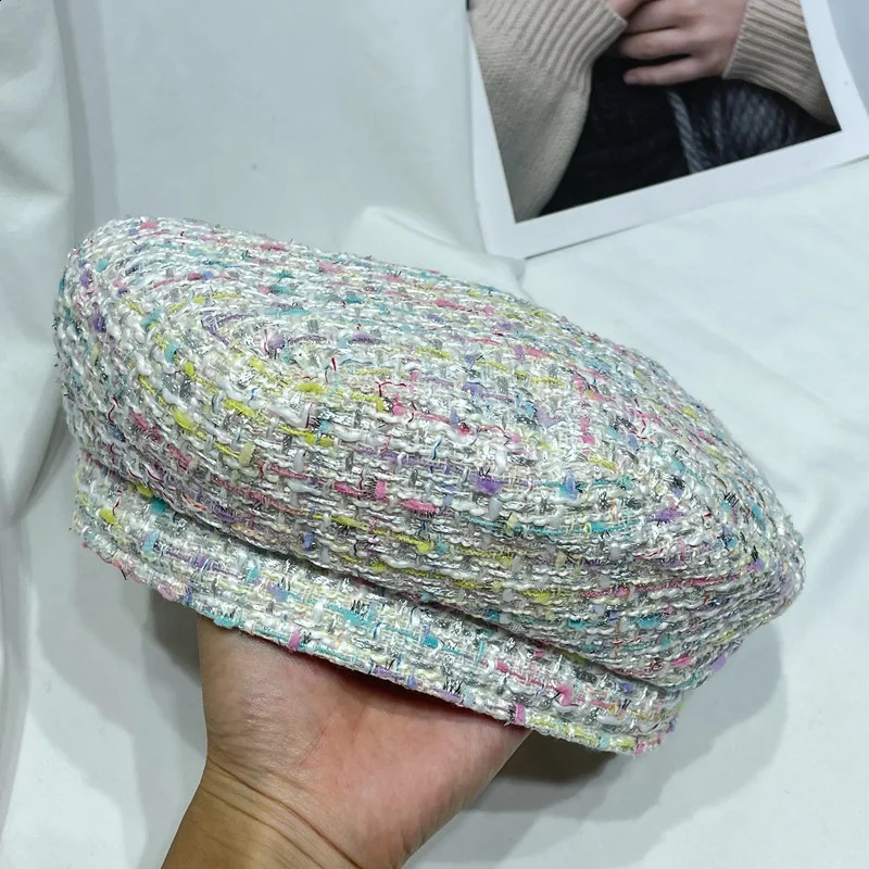 perfume pink berberis sweet and lovely tweed knitting artist hat fashionable French tourist Bud hat 241209
