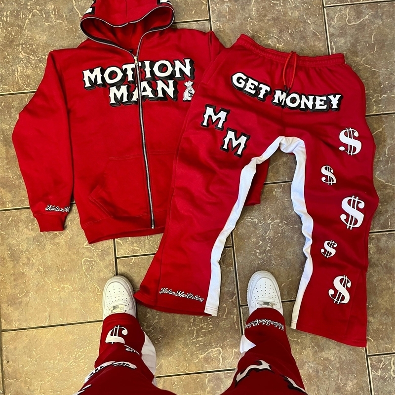 Autumn Winter Sport Y2K Street Europe Hip Hop Set Loose Zipper Hoodie Two Piece High Waist Pant Sweatshirt Sportswear 241203