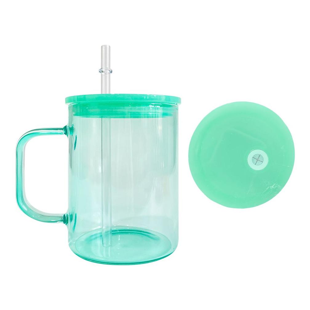 Warehouse Colorful Jelly 17Oz Blank Sublimation Clear Transparent High Borosilicate Colored Glass Camper Coffee With Plastic Pp Lids Otvb9